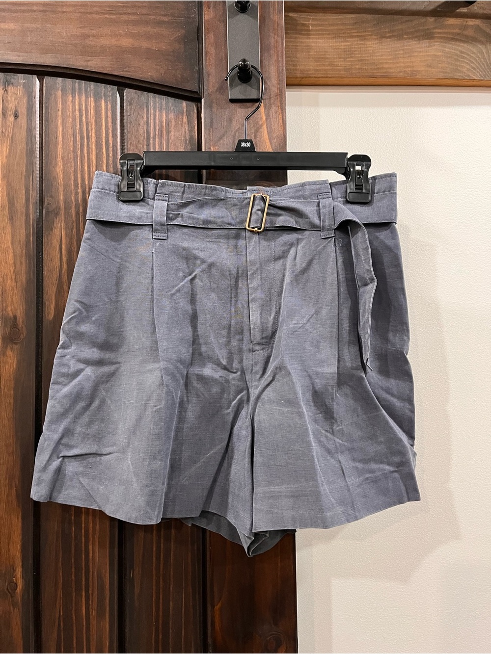 Club Monaco Women’s Gray Lyocell Linen Paperbag Shorts Size 6 Belted Pull-On